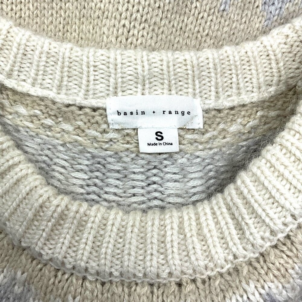Basin + Range Fair Isle Sweater Size S Balloon Sleeve Wool Mohair Blend Knit - Picture 7 of 9